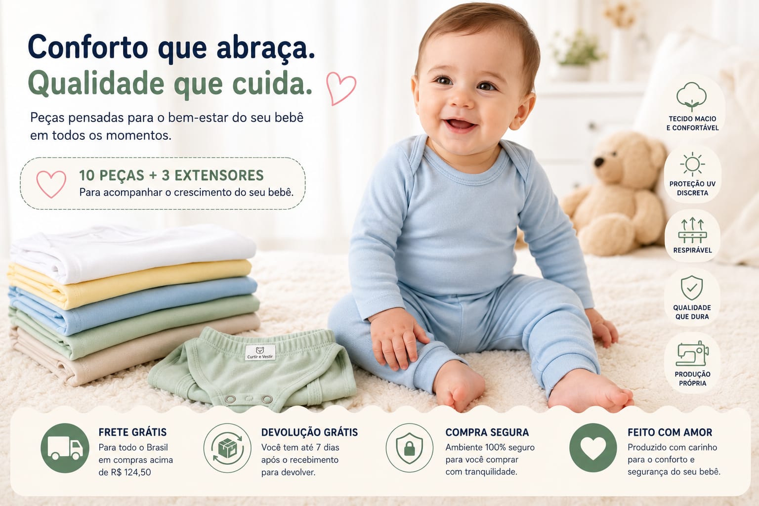 conforto/qualidade no uso pelo beb&ecirc;.